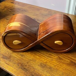 Handcrafted Wooden Cedar Infinity Jewelry Box in Brown